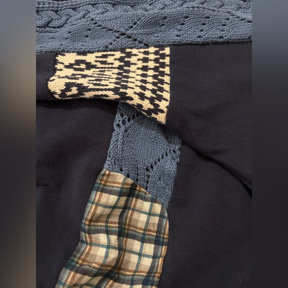 Pilcro/Anthropologie Mixed Media Sweatshirt in Blue Pattern Size M. NWT - Picture 7 of 12